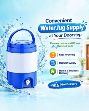 blue water jug for home and office delivery service