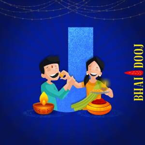 Illustration of a brother and sister celebrating Bhai Dooj