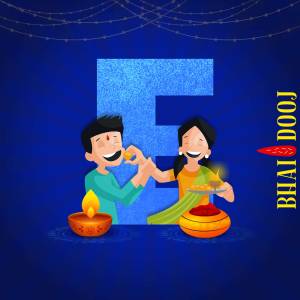 Illustration of a brother and sister celebrating Bhai Dooj