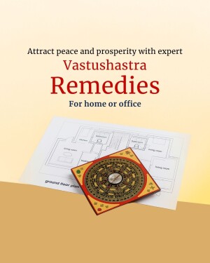 VastuShastra remedies for home and office with a floor plan and compass