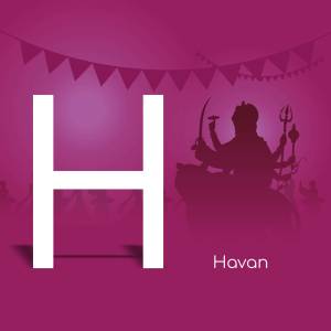 Letter H with Durga Puja background