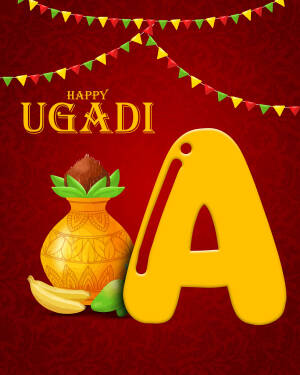 Ugadi festival greeting with traditional elements