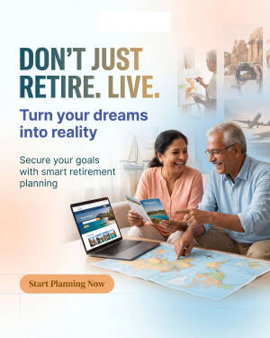 A smiling elderly couple planning their retirement travels with a laptop and map.