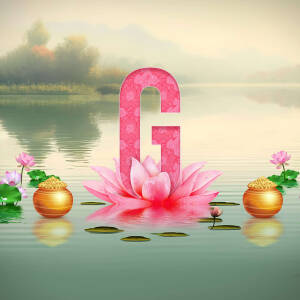 Lotus Flower With Letter G Social Media Post For Threads