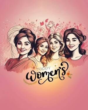 Happy Women's Day Illustration Status Post For LinkedIn