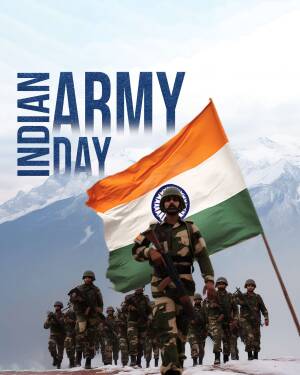 Indian Army Day poster with soldiers and the Indian flag