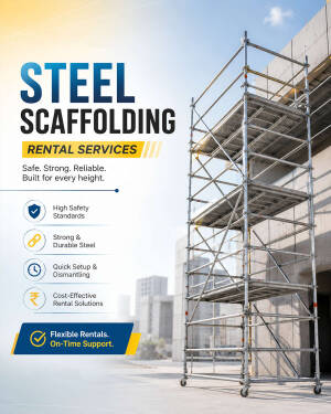 A tall steel scaffolding tower for construction projects.