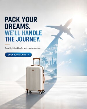 Modern white suitcase with travel destination shadow and airplane silhouette