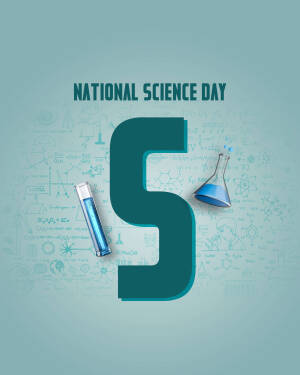 National Science Day graphic with science equipment and formulas
