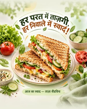 A delicious fresh grilled vegetable sandwich on a plate with fresh vegetables surrounding it