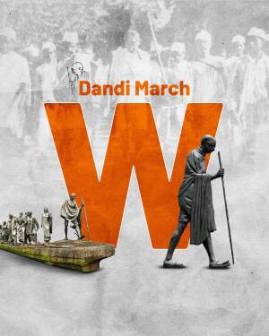 Poster commemorating the Dandi March with Mahatma Gandhi