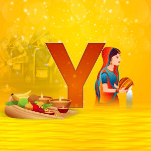 Onam celebration with the letter Y and traditional elements