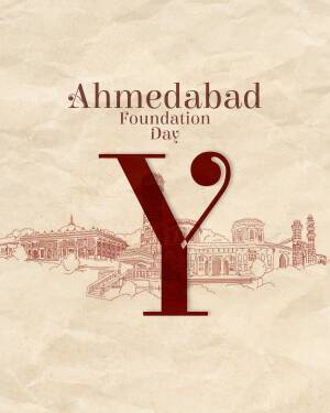 Ahmedabad Foundation Day celebration graphic with city skyline