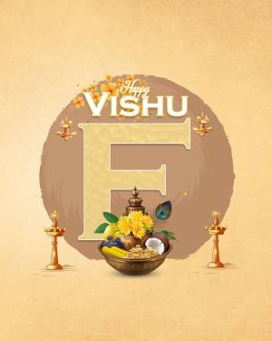 Vishu festival greeting with traditional elements