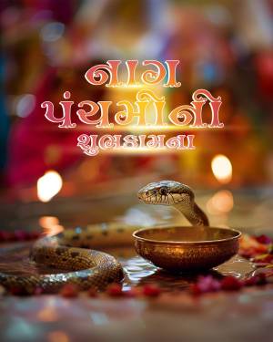 Image depicting a snake emerging from a bowl with lit candles, celebrating Naga Panchami.