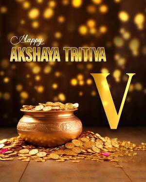 Akshaya Tritiya greeting with gold coins and pot
