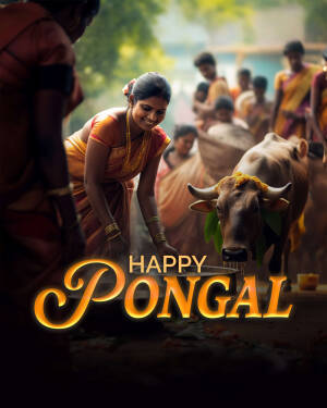 Women feeding a cow during Pongal festival