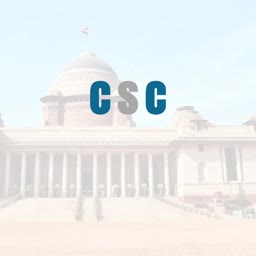 CSC logo overlaid on an image of the Rashtrapati Bhavan