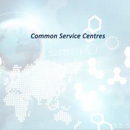Common Service Centres digital map background with globe and abstract technology elements