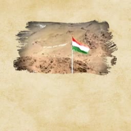 The Indian tricolor flag waving proudly in a rugged mountain range