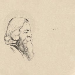 A detailed pencil sketch of Rabindranath Tagore in profile
