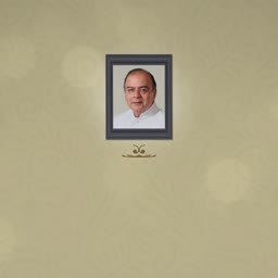 Portrait of Arun Jaitley in a framed tribute style image