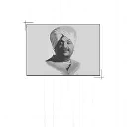 A grayscale artistic illustration of the Indian monk and philosopher Swami Vivekananda.