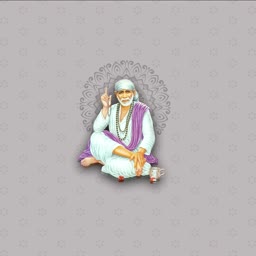 A peaceful illustration of Shirdi Sai Baba sitting in a meditative pose against a mandala background