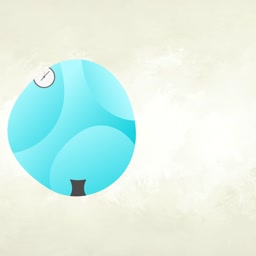 A creative abstract blue circular design element on a textured beige background