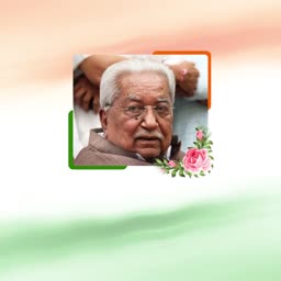 Portrait of Indian politician Oommen Chandy with Indian flag background