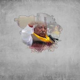 Mohan Bhagwat giving a speech superimposed over a textured map of India