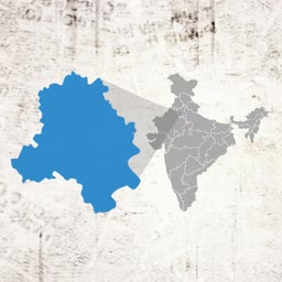 A map of India showing Delhi highlighted in blue against a textured background