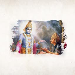 Lord Krishna giving spiritual discourse to Arjuna on the battlefield of Kurukshetra
