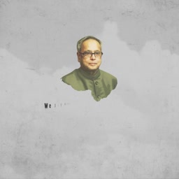 Portrait of former Indian President Pranab Mukherjee on a textured light grey background