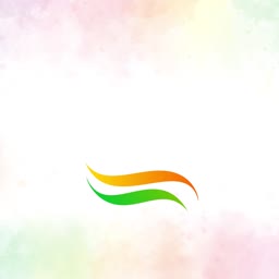 Minimalist orange and green waves on a soft watercolor background representing Indian flag colors