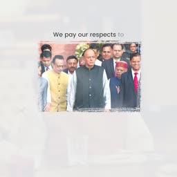 A tribute graphic featuring late Indian politician Arun Jaitley alongside colleagues.
