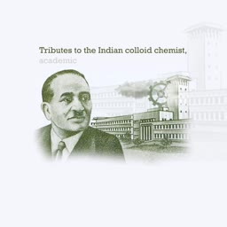 Illustration of a notable Indian colloid chemist with an academic building in the background
