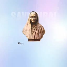 Bust of social reformer Savitribai Phule against a soft light blue background