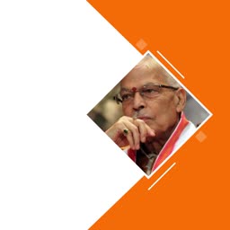 Portrait of Indian politician Murli Manohar Joshi on an orange and white background