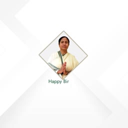 Mamata Banerjee portrait in a diamond frame with text Happy Birthday