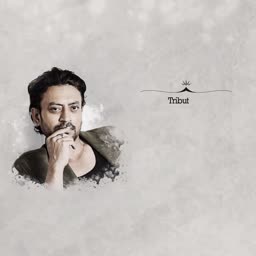 Artistic portrait tribute to actor Irrfan Khan on a light gray background