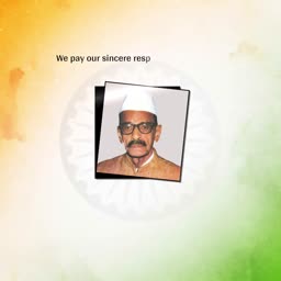 Portrait of an elderly man with glasses and a white cap against an Indian flag background