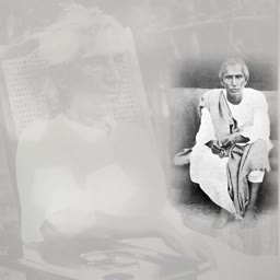 A montage featuring a vintage portrait of Sarada Devi and a faded overlay of her in a seated position.