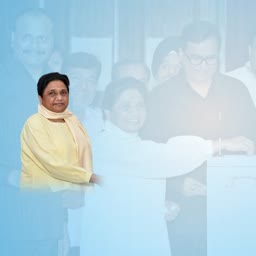 Indian politician Mayawati casting her vote at a polling station