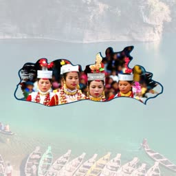 A montage showcasing Meghalaya cultural diversity with tribal women in traditional attire and Umngot river boats.