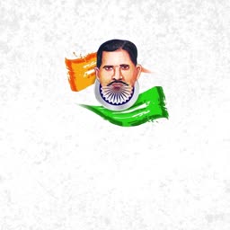 An illustration of a man with an Indian tricolor background and the Ashoka Chakra