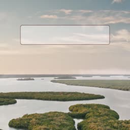 An aerial view of mangrove islands in a calm river during sunset