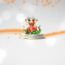 Goddess Ganga sitting on a crocodile figurine on a podium