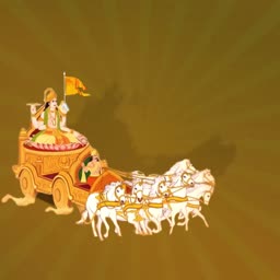Lord Krishna driving the chariot of Arjuna during the Kurukshetra war