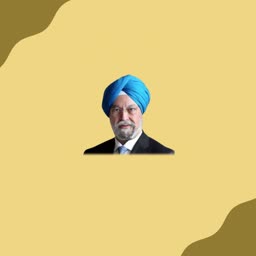 Portrait of Hardeep Singh Puri wearing a blue turban and suit